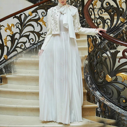 Ladies High Sense Women Spring Diamond Studded Design Blazers Dress Two Piece Sets