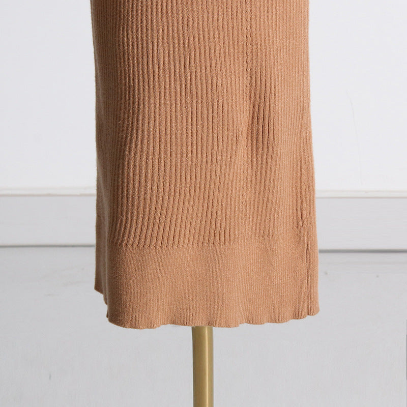 Fashionable Elegant Women Dress French Dress Autumn Slim Fit Slimming Sense of Design Mid-Length Knitted Dress