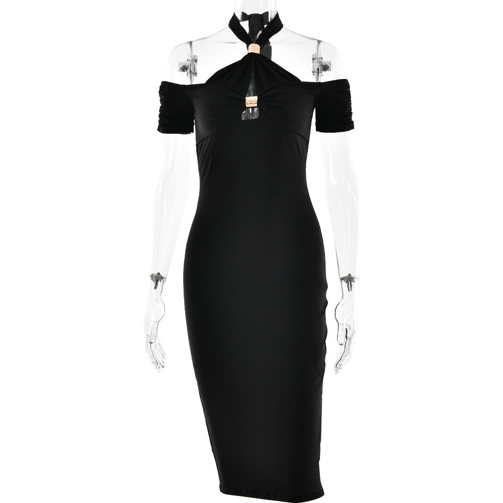 Summer Elegant Halter Slim Fit Dress Sexy Backless Sleeveless Sheath Dress Women