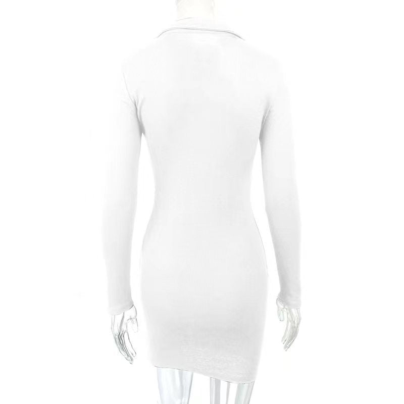 Sexy Tight Hip Autumn Winter Arrival Collared Thread Knitted Inner Match Bottoming Dress