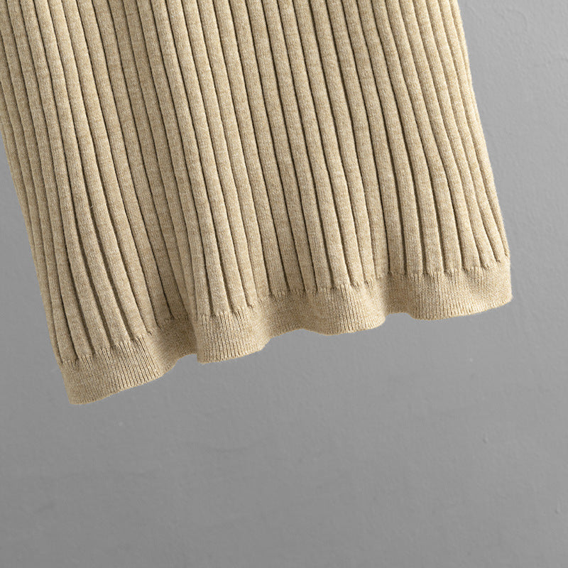 Mid Length Overknee Sweater Dress Women Autumn Winter round Neck Sunken Stripe Inner Wear Base Knitted Dress