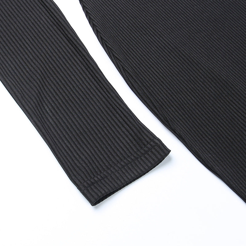 Women Spring Clothing Sexy Hip Knitwear off Shoulder Long Sleeve Tube Top Dress