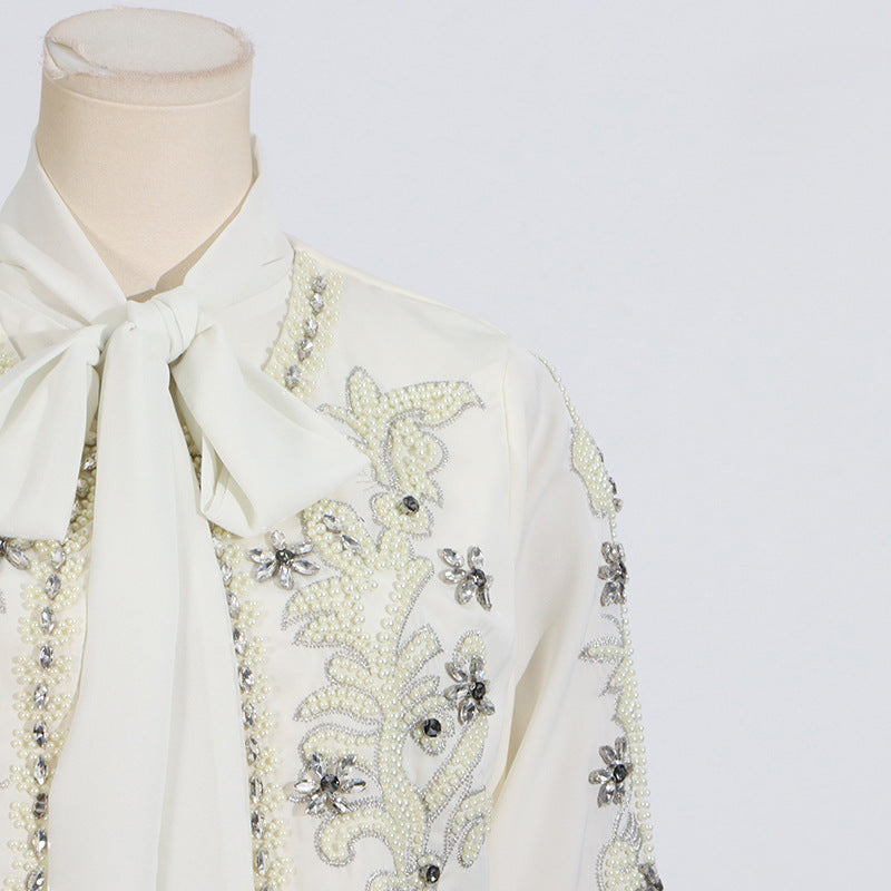 Ladies High Sense Women Spring Diamond Studded Design Blazers Dress Two Piece Sets