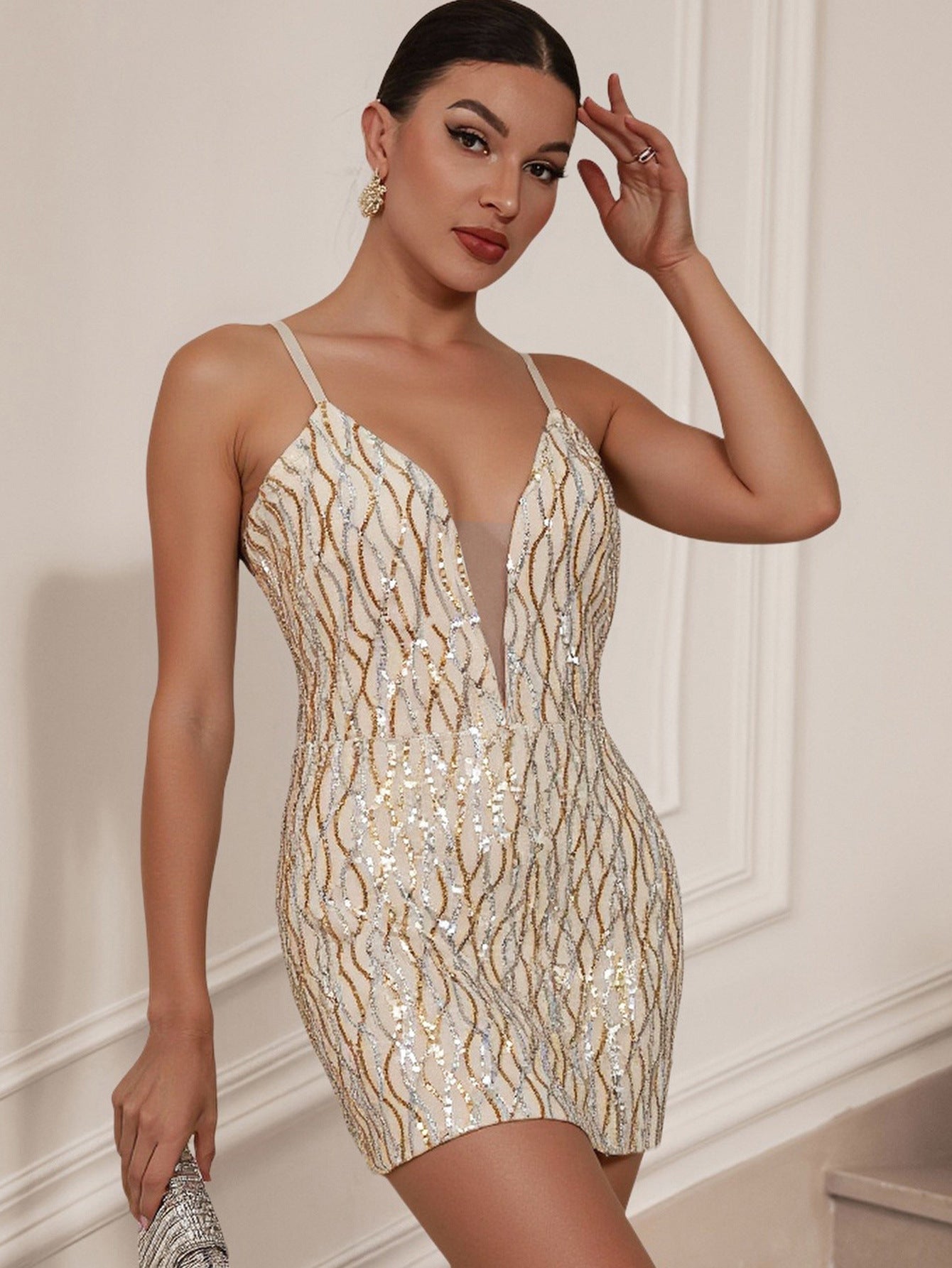 Sexy Sequin Sling Dress Short Dress Women Clothing Ball Dress