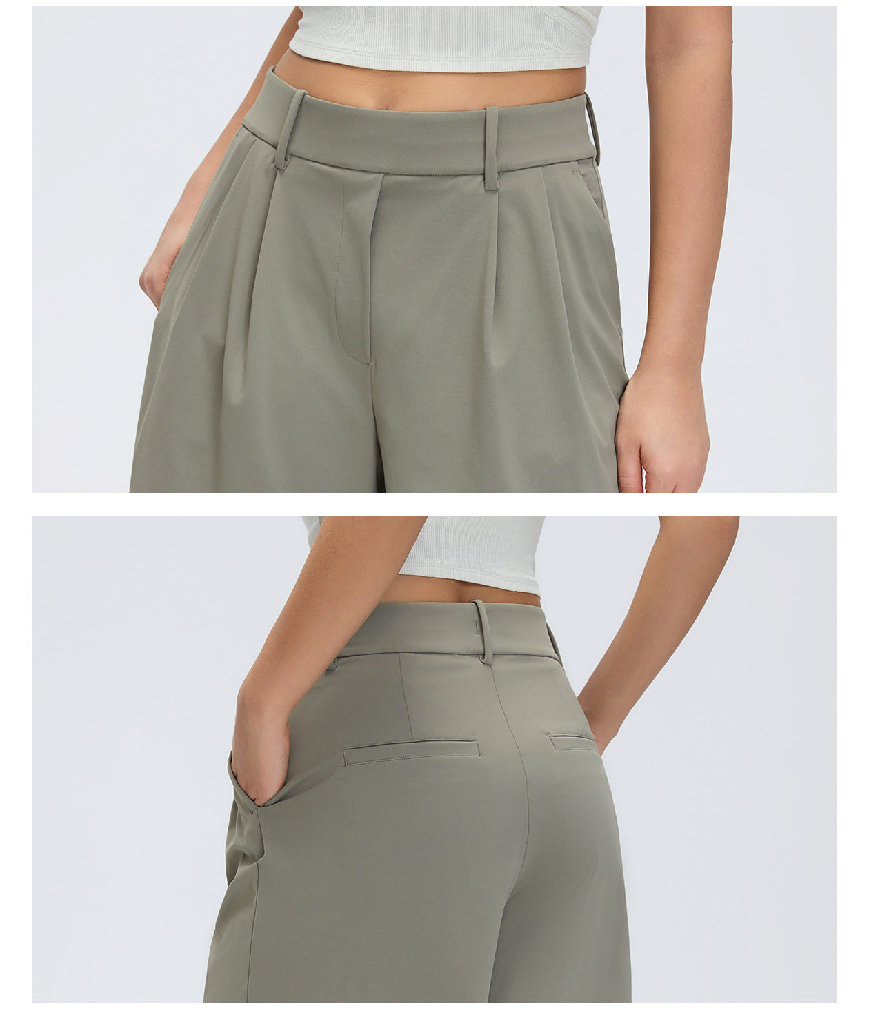 Summer Casual Straight Leg Shorts Women Solid Color High Waist Slimming Cropped Pants Loose Wide Leg Middle Pants