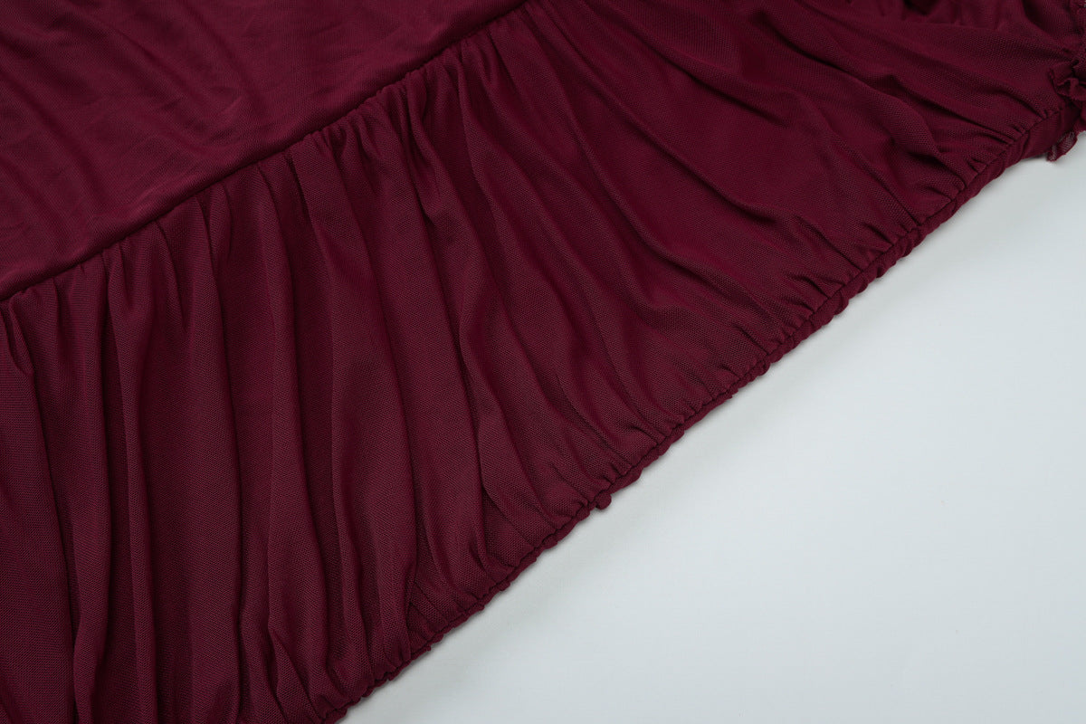 Summer Mesh Stitching Elegant Dress Maxi Dress V neck Halter Backless Sexy Dress Women