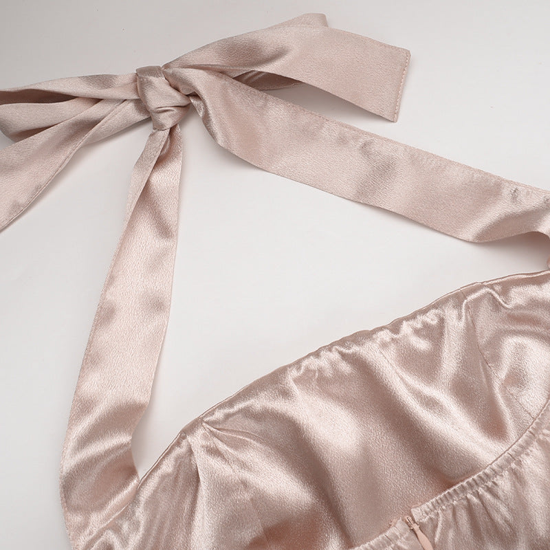 Socialite Elegant Sexy Halter Hollow Out Cutout Slit Formal Dress Dress Summer Suspender Dress