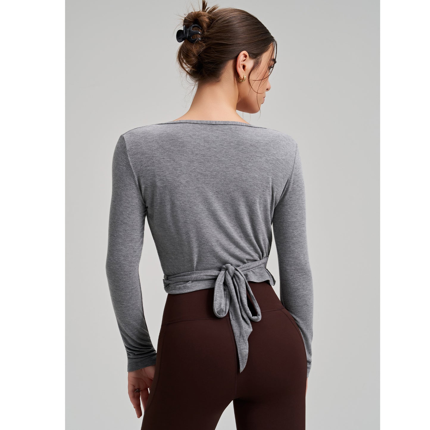 Personalized Yoga Long Sleeve Strap Yoga Clothes Outdoor High Sense Full Elastic Force Sports Dance Workout Clothes(Runs Small)