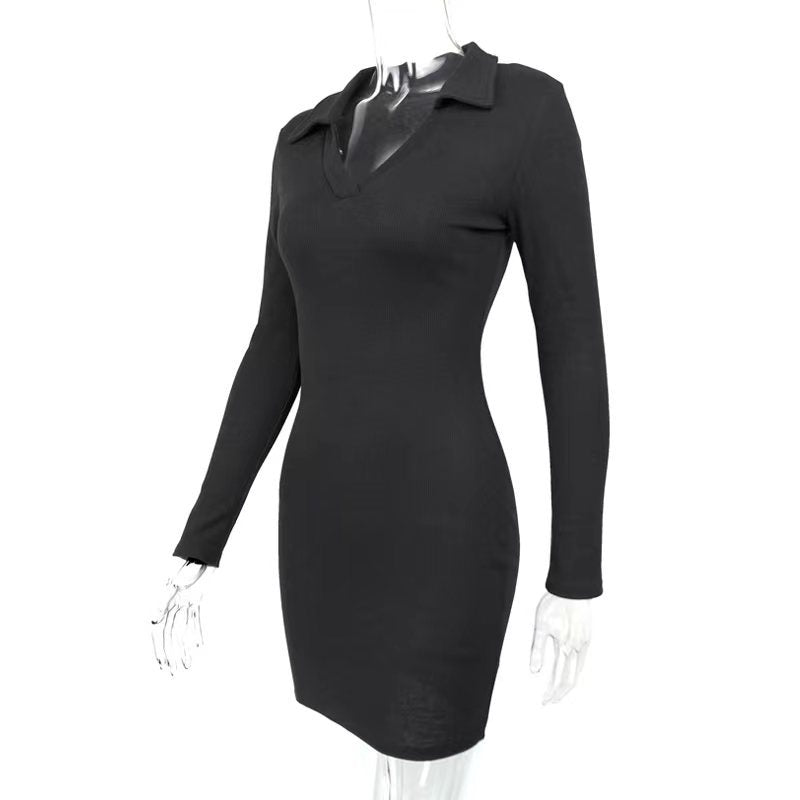 Sexy Tight Hip Autumn Winter Arrival Collared Thread Knitted Inner Match Bottoming Dress