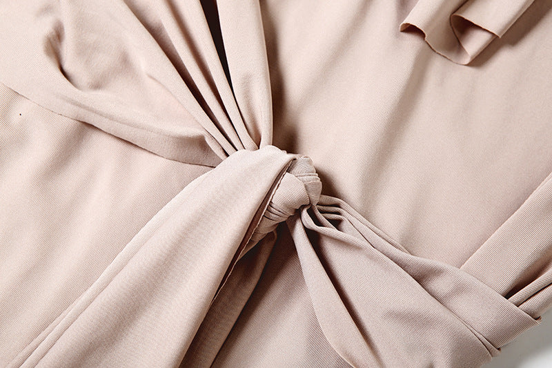 Summer Sexy Slim Hollow Out Cutout Long Sleeve Solid Color Elegant Dress Maxi Dress