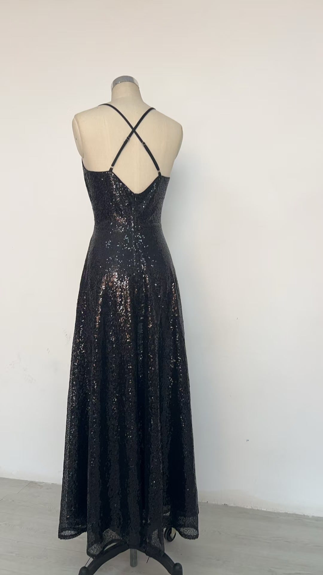 Dress Summer Sequ Sexy Sling Backless Ladies Evening Dress