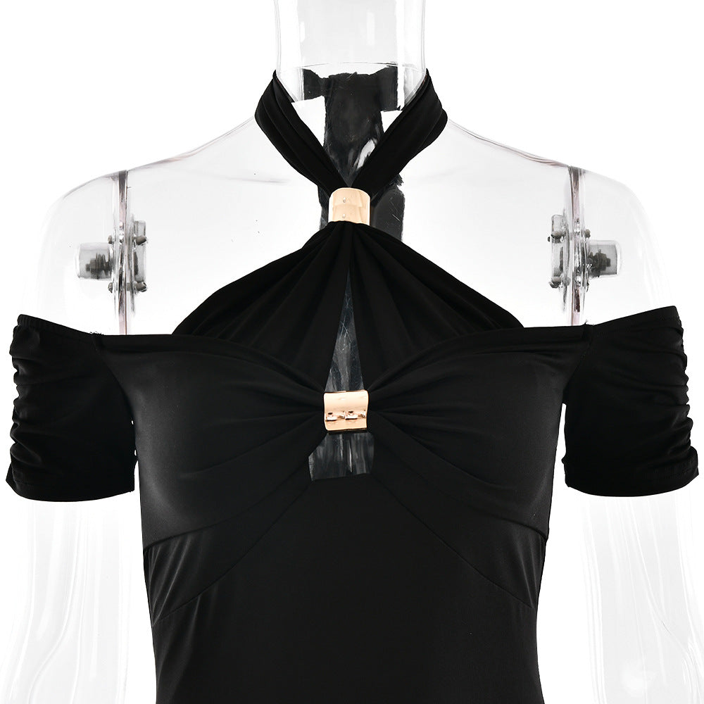 Summer Elegant Halter Slim Fit Dress Sexy Backless Sleeveless Sheath Dress Women