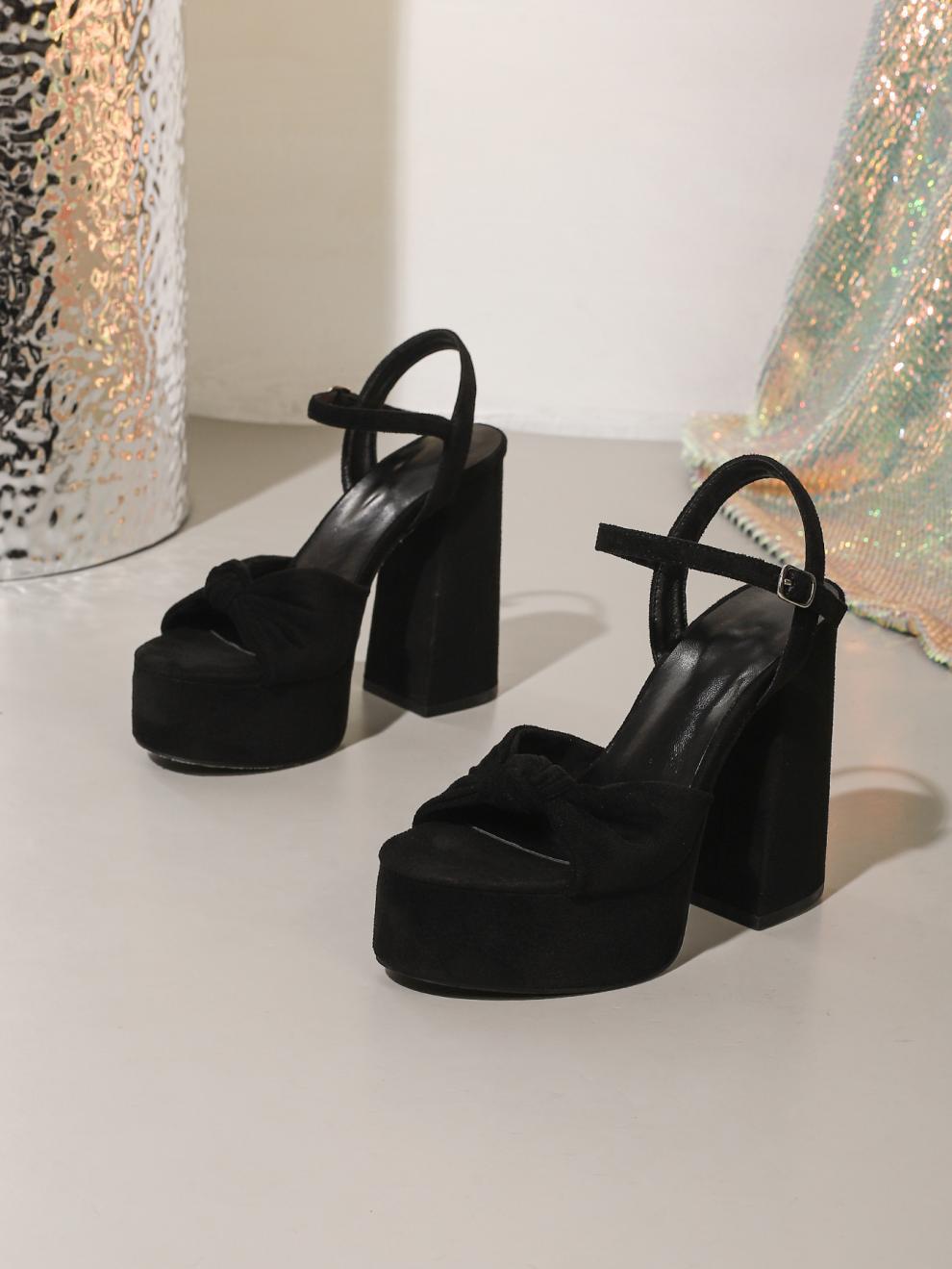 Waterproof Platform Thick Heel Super High Heel Peep Toe Sandals Women Shoes Suede Cute Bow High Heel Women Sandals