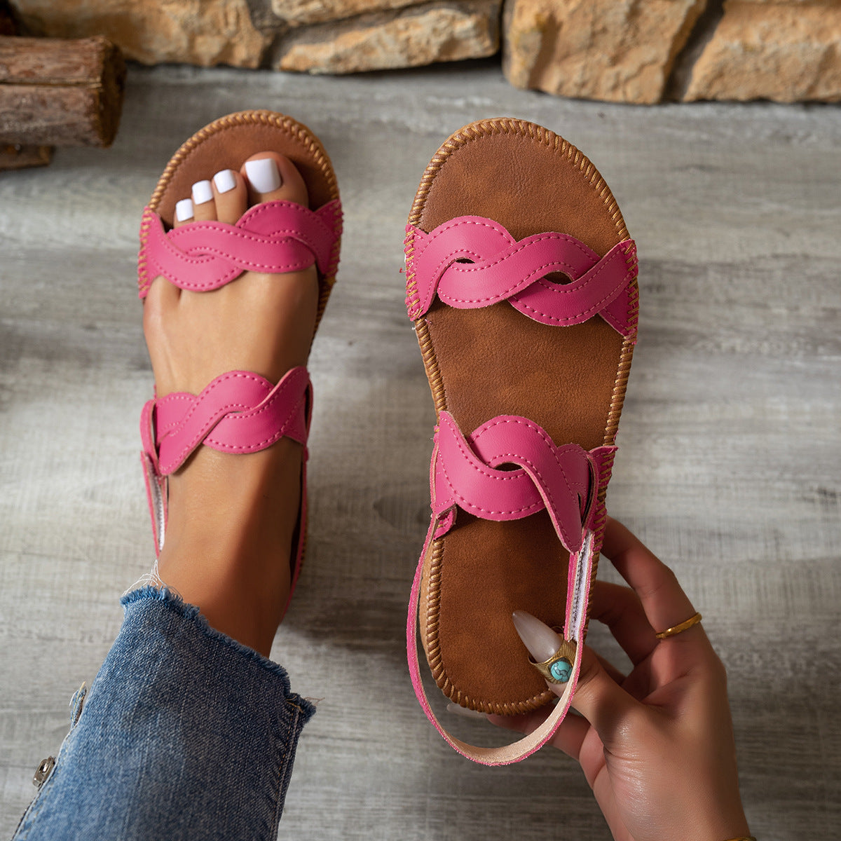 Women Platform Lightweight Women Sandals Velcro Soft Bottom Beach Slippers