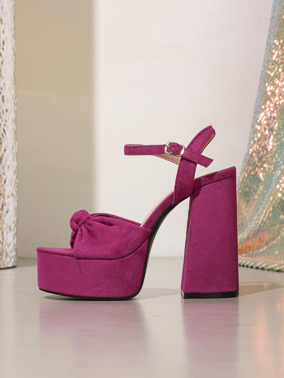 Waterproof Platform Thick Heel Super High Heel Peep Toe Sandals Women Shoes Suede Cute Bow High Heel Women Sandals