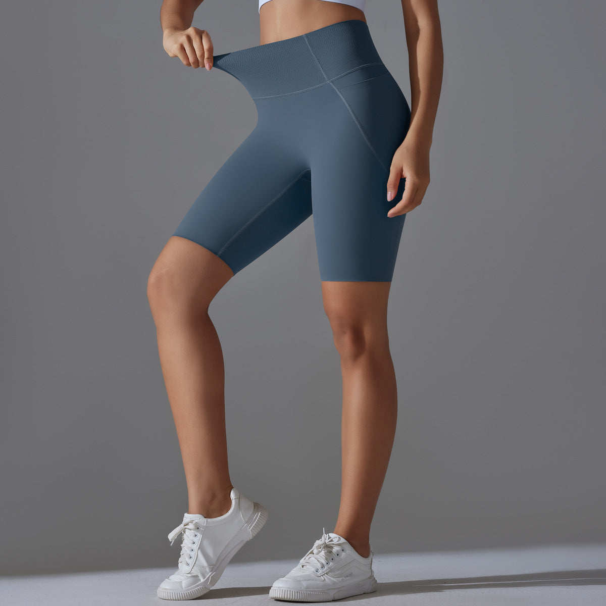 Nude Feel Yoga Pants Seamless Side Pocket Peach High Waist Hip Lift Stretch Fitness Leggings Sports Shorts for Women