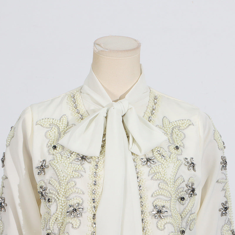 Ladies High Sense Women Spring Diamond Studded Design Blazers Dress Two Piece Sets