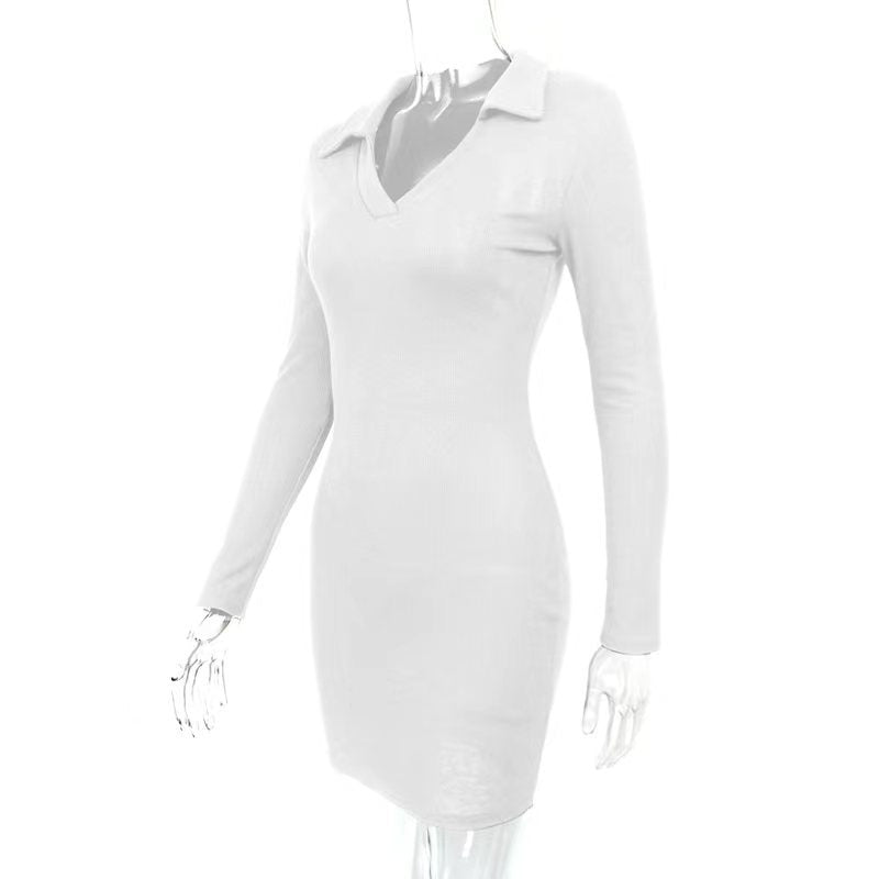 Sexy Tight Hip Autumn Winter Arrival Collared Thread Knitted Inner Match Bottoming Dress