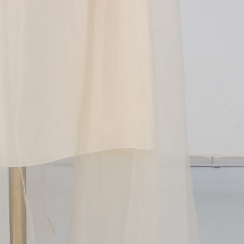 Women Elegant High Grade Dress Summer Lace Embroidered Mesh Stitching Sleeveless Dress