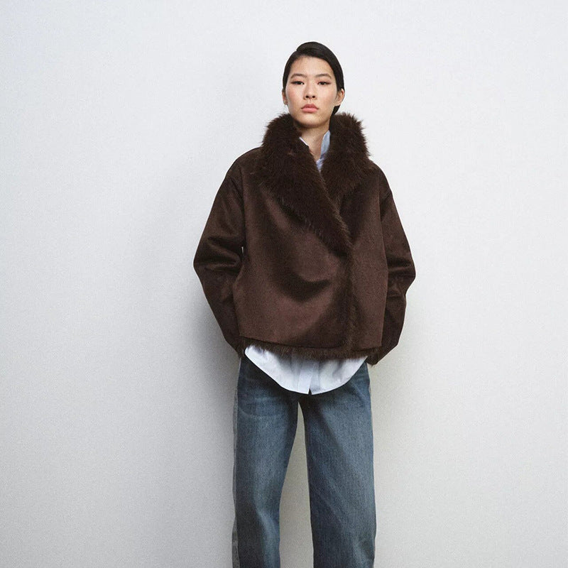 Women White Long Sleeve Short Jacket Coat