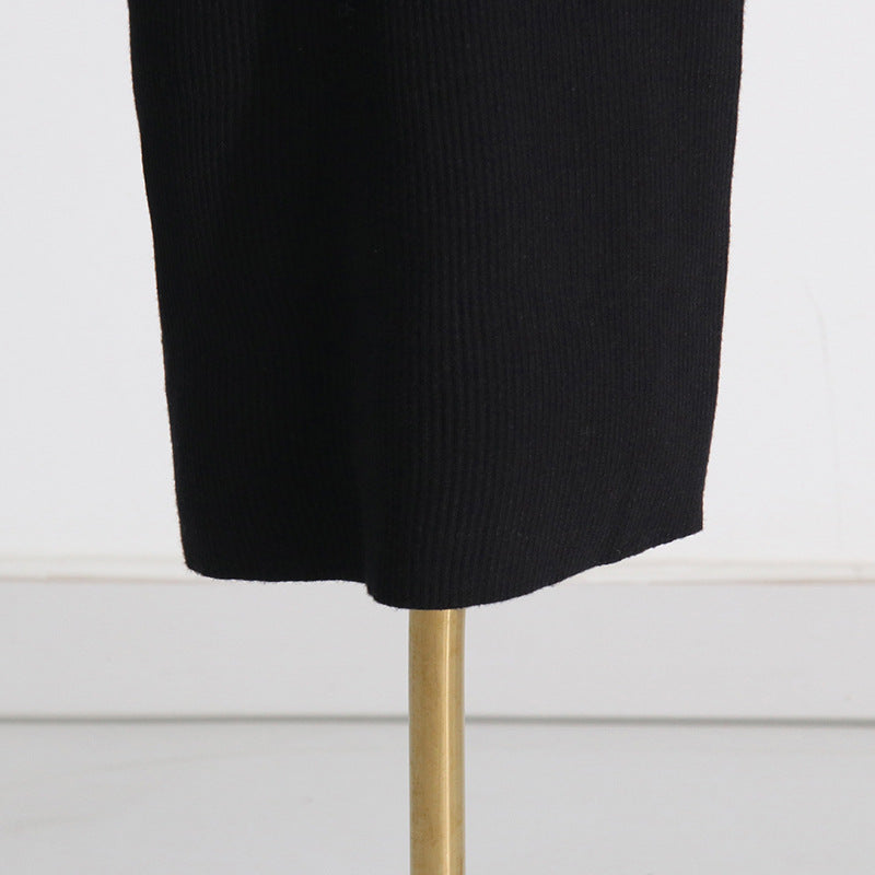 Autumn Elegant Slim Fit Slimming Patchwork Dress Socialite Knitted Dress for Women