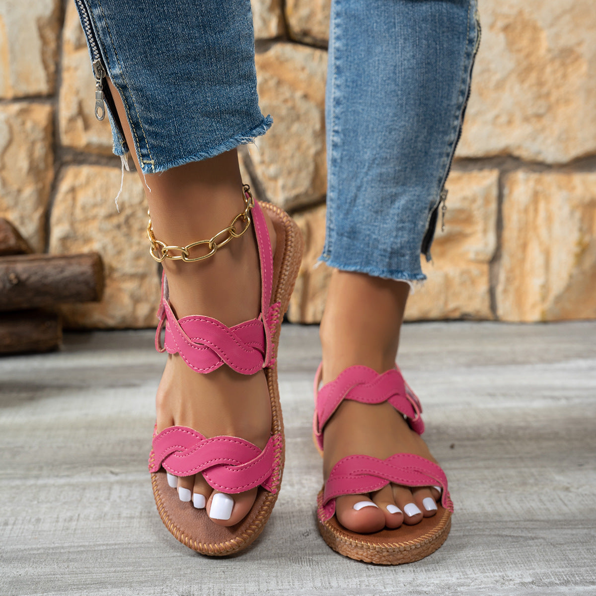 Women Platform Lightweight Women Sandals Velcro Soft Bottom Beach Slippers