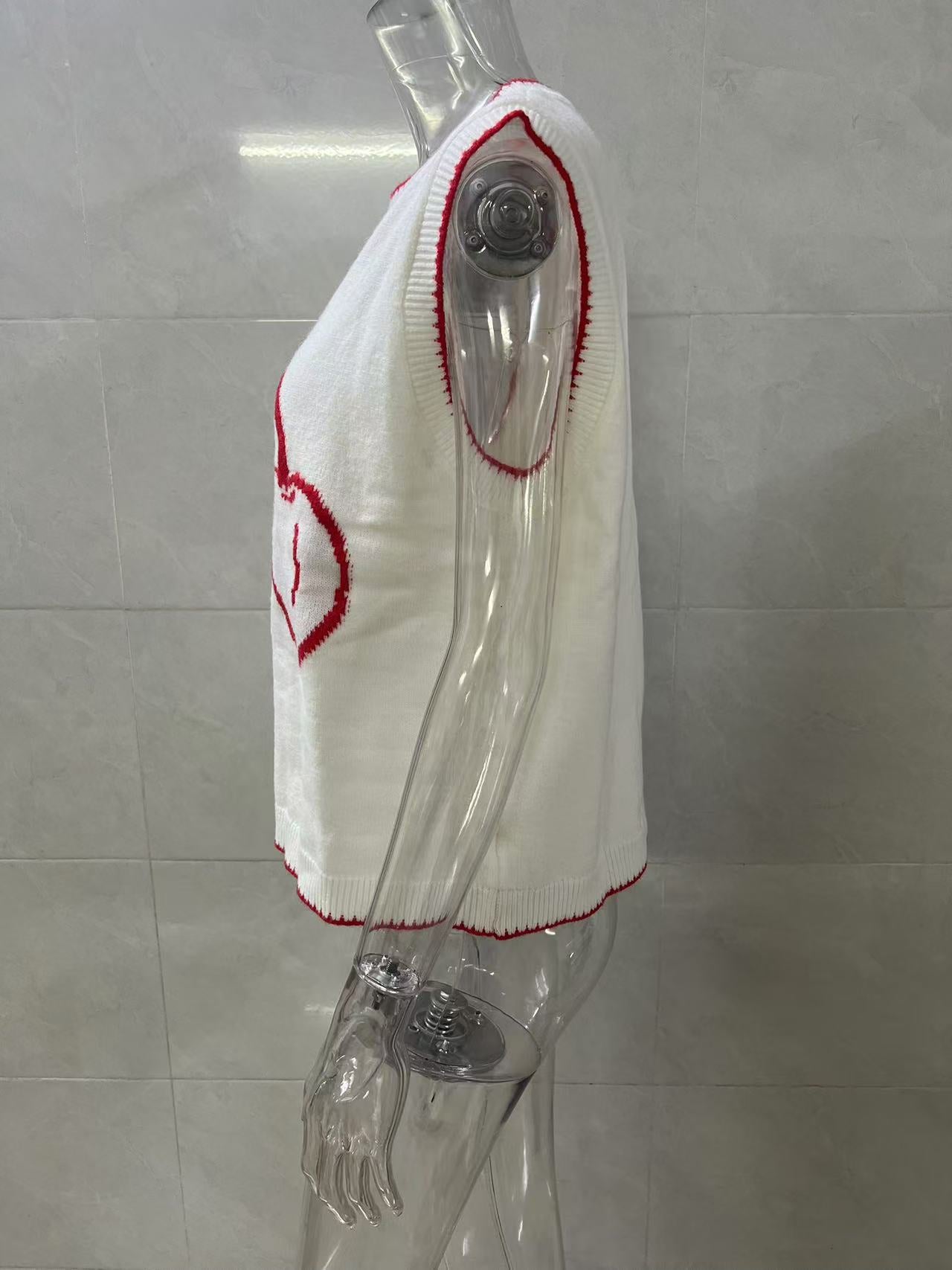 Knitted Vest round Neck Jacquard Outer Wear Sleeveless Vest for Women