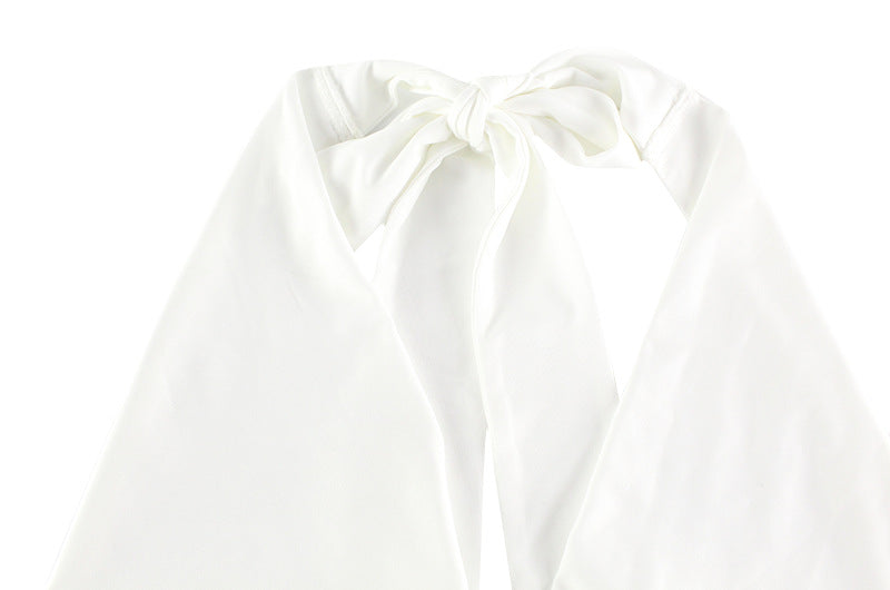 Dress Lace Stitching Elegant Halter V neck Backless Waist Trimming Slimming Fishtail Hip Dress Floor Length Dress