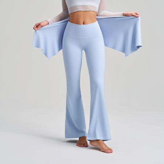 Faux Two Piece Yoga Pants Fart Curtain Detachable Anti Embarrassment Bootcut Trousers Women High Waist Drooping Bell Bottom Pants