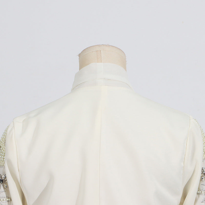 Ladies High Sense Women Spring Diamond Studded Design Blazers Dress Two Piece Sets