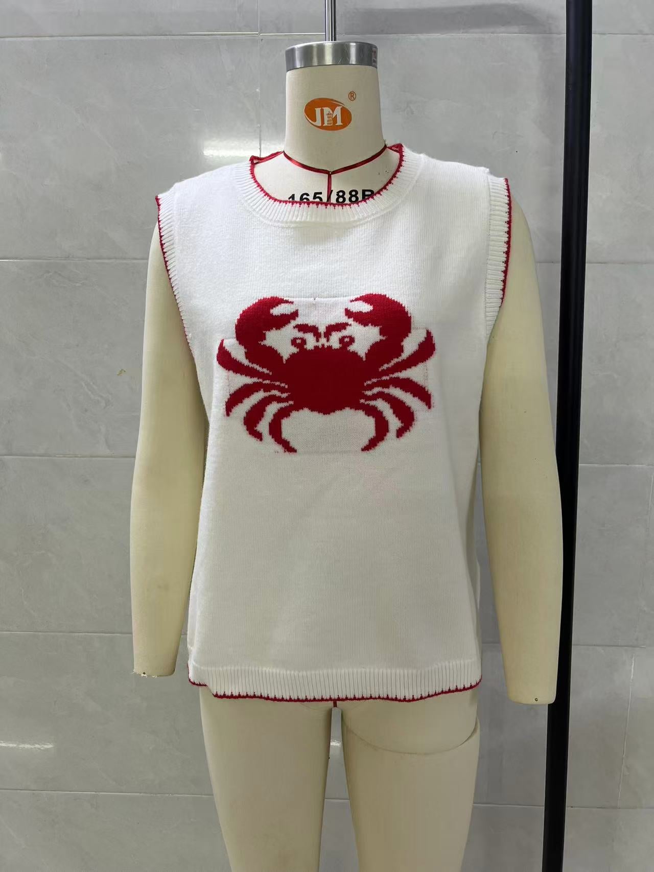 Knitted Vest round Neck Jacquard Outer Wear Sleeveless Vest for Women