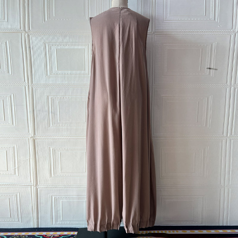 Summer Sling Wide Leg Casual Jumpsuit Women Pleated Jumpsuit