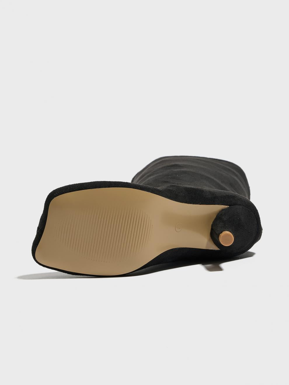 US Size Widen Women Knee High Suede Wide Calf Square Head Cover High Leg Boot