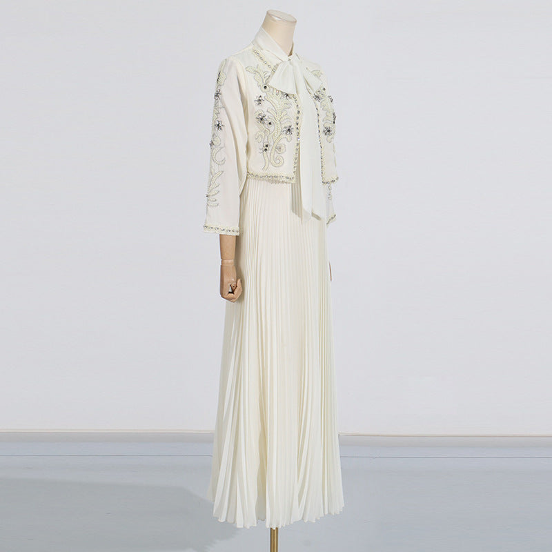 Ladies High Sense Women Spring Diamond Studded Design Blazers Dress Two Piece Sets