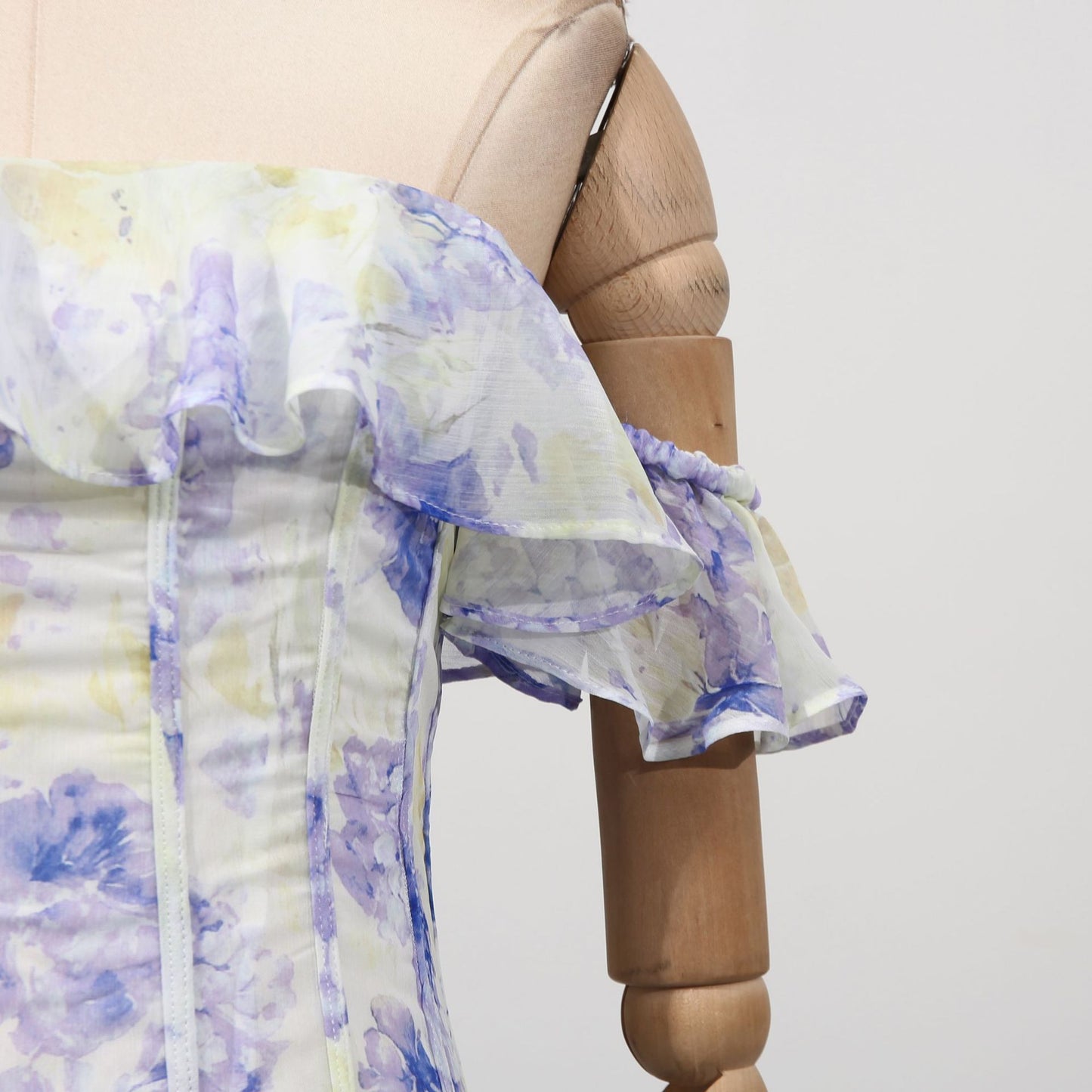 Fairy Floral God Tube Top Waist Controlled Large Hem Formal Dress Women Summer Printed Ruffled Dress Women