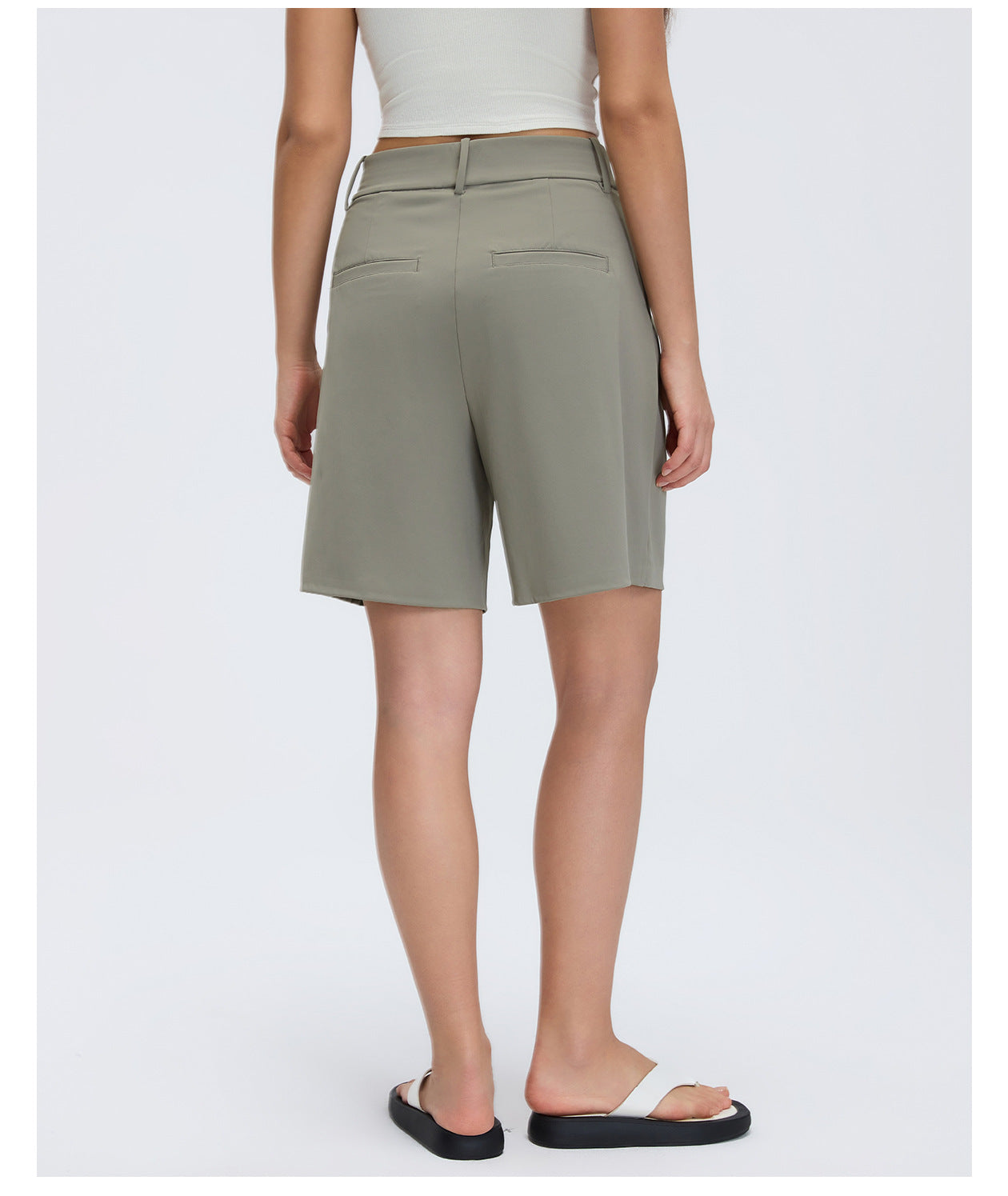 Summer Casual Straight Leg Shorts Women Solid Color High Waist Slimming Cropped Pants Loose Wide Leg Middle Pants