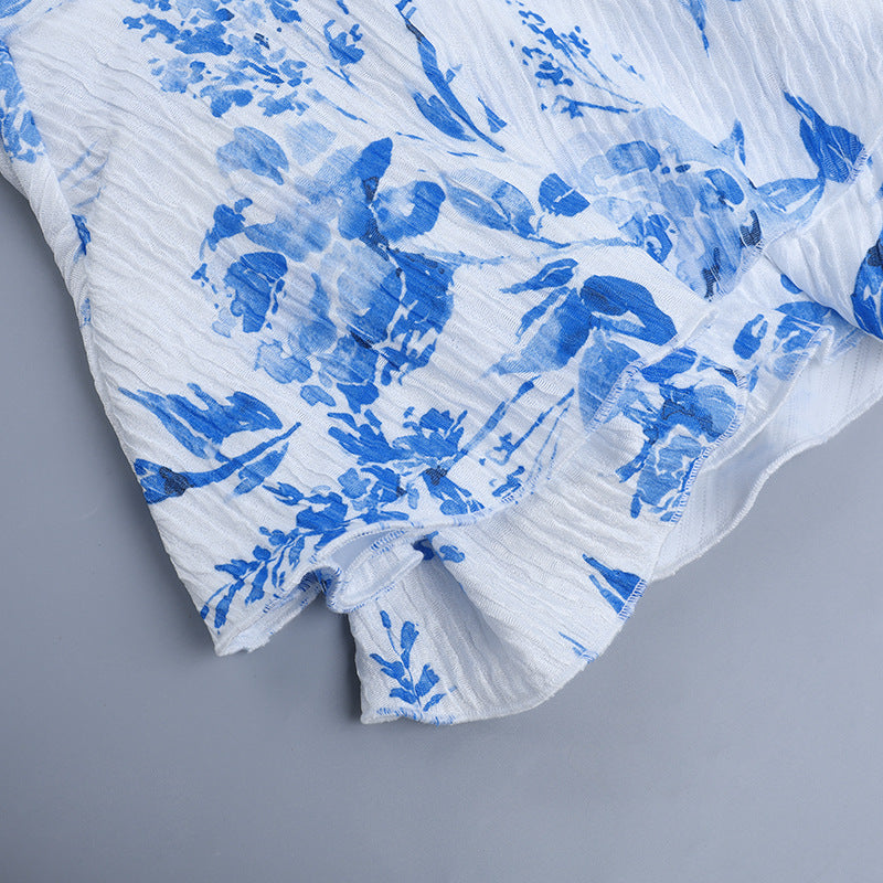 Half High Collar Long Sleeves Printed Fishtail Dress Women Autumn Sexy Dress