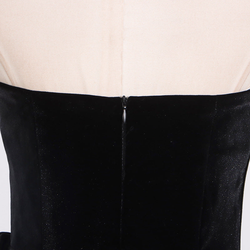 Sexy Tube Top Dress Black Elegant Irregular Asymmetric Design Sleeveless Dress Women