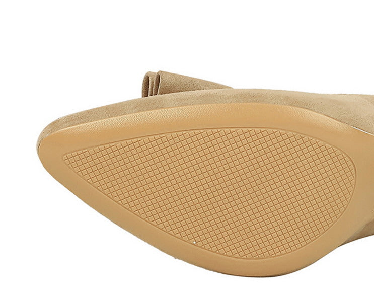 Cocktail High Heels Stiletto Heel Shallow Mouth Suede round Toe Bow High Heel Pumps Women Shoes