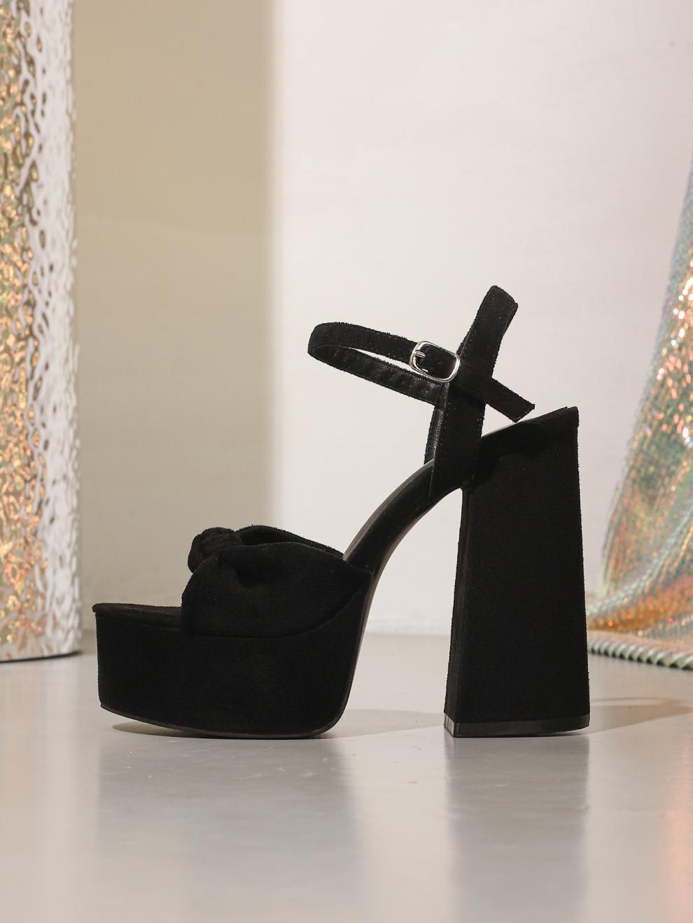 Waterproof Platform Thick Heel Super High Heel Peep Toe Sandals Women Shoes Suede Cute Bow High Heel Women Sandals