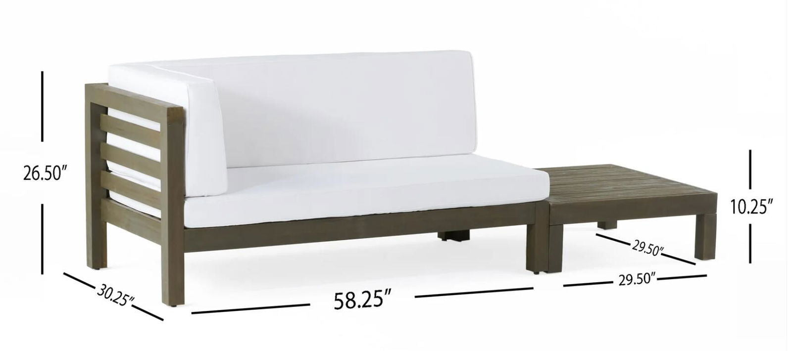 OANA LEFT CORNER BENCH AND COFFEE TABLE, WHITE himalipasal