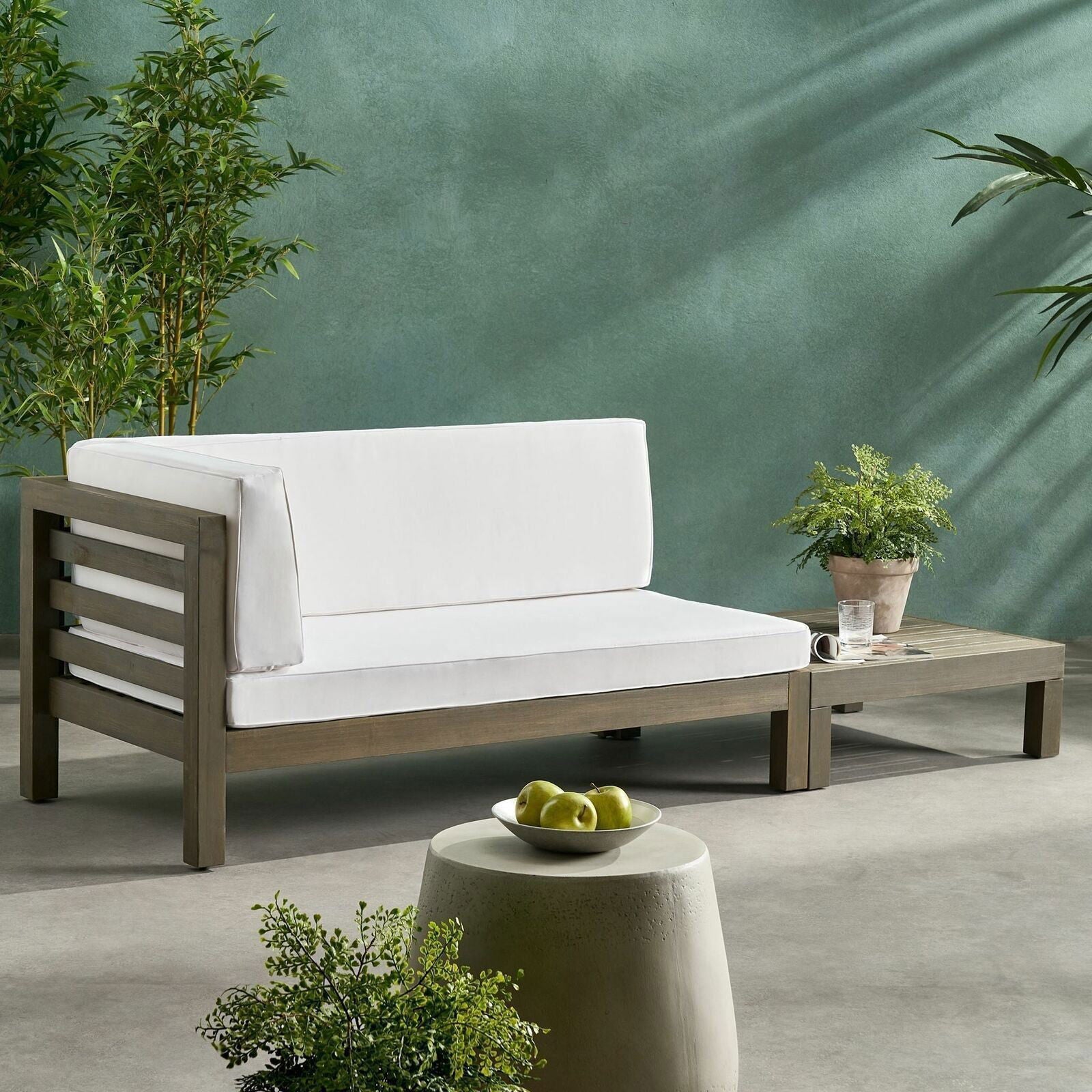 OANA LEFT CORNER BENCH AND COFFEE TABLE, WHITE himalipasal