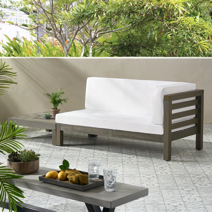 OANA RIGHT CORNER BENCH AND COFFEE TABLE, WHITE himalipasal