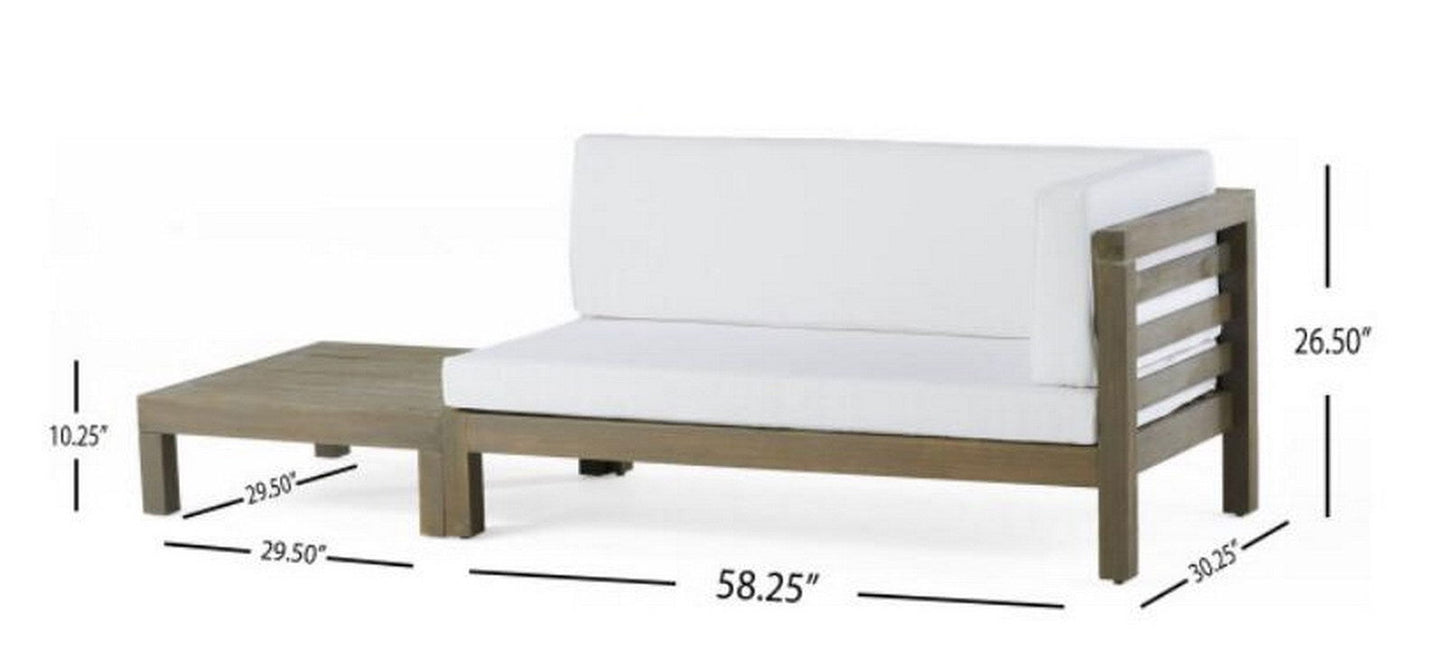 OANA RIGHT CORNER BENCH AND COFFEE TABLE, WHITE himalipasal