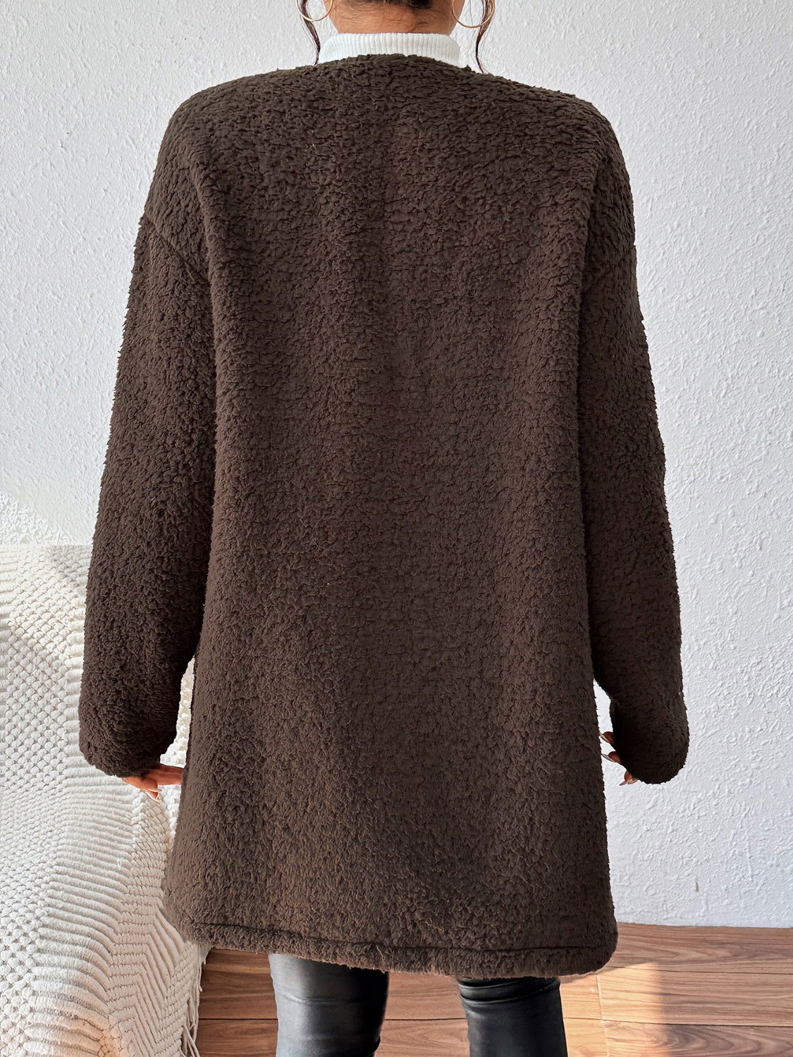 Open Front Long Sleeve Winter Coat himalipasal