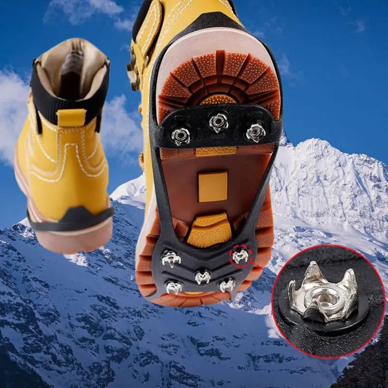 Outdoor Crampons Shoe Cover Anti-slip Artifact Ice Snow Climbing Studs Wear-resistant Mountaineering Snow Claws Simple 8 Teeth himalipasal