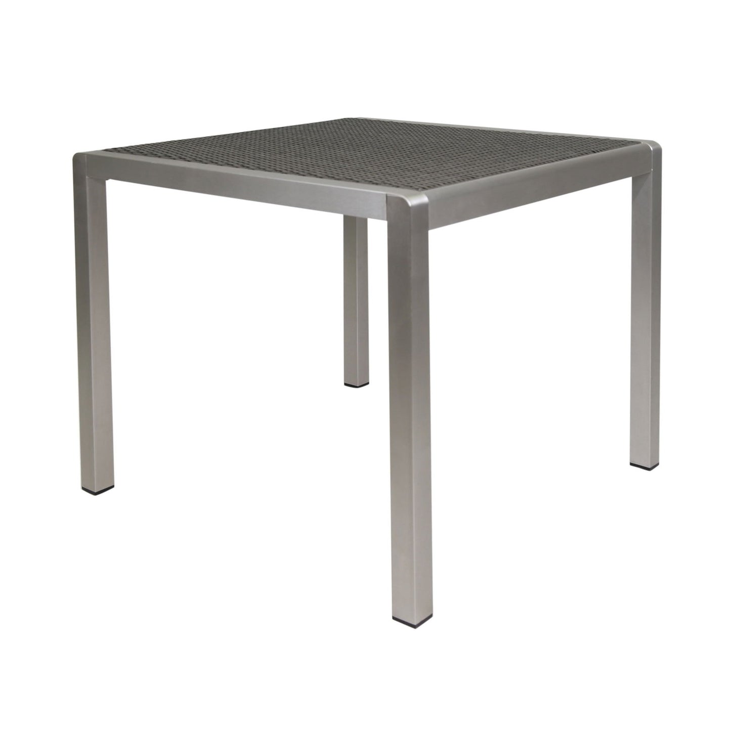 Outdoor Dining Table - Anodized Aluminum - Wicker Table Top - Square - Silver and Gray - 35" himalipasal