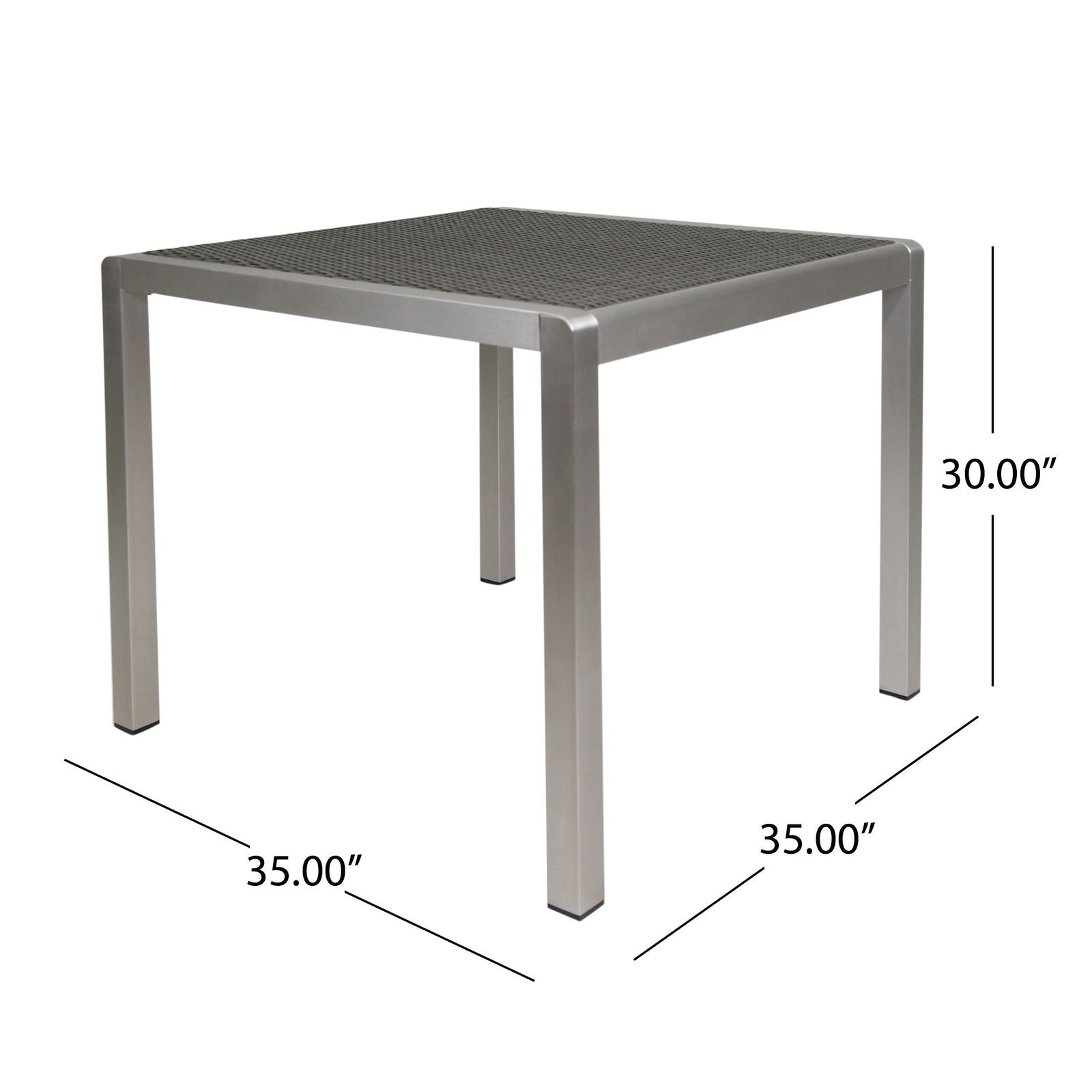 Outdoor Dining Table - Anodized Aluminum - Wicker Table Top - Square - Silver and Gray - 35" himalipasal