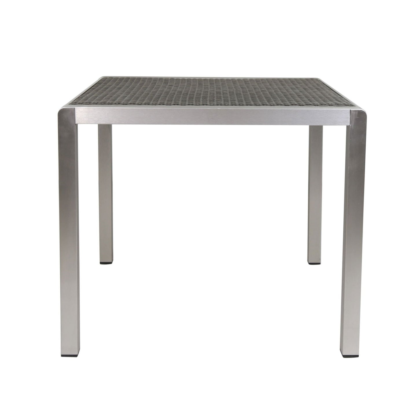 Outdoor Dining Table - Anodized Aluminum - Wicker Table Top - Square - Silver and Gray - 35" himalipasal