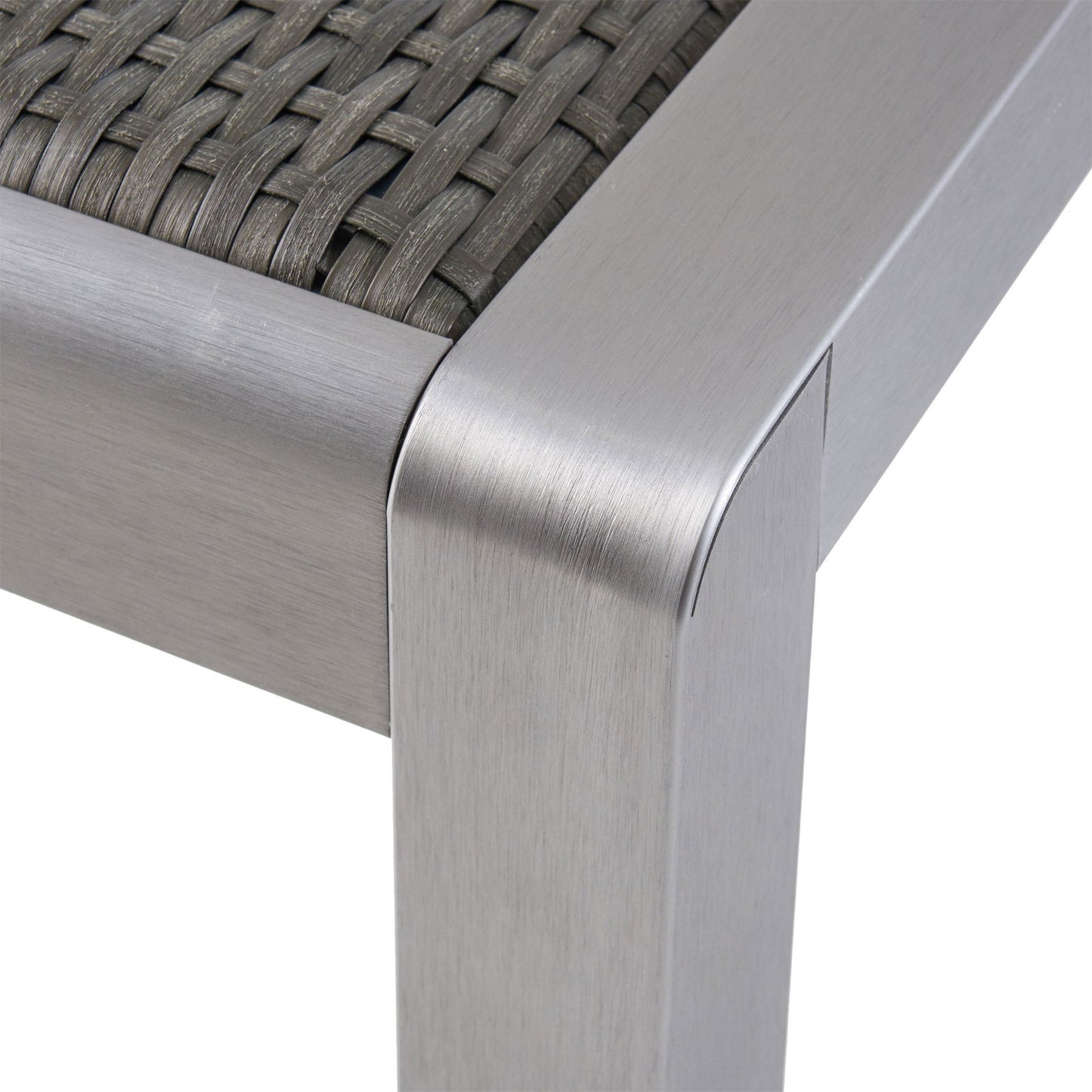 Outdoor Dining Table - Anodized Aluminum - Wicker Table Top - Square - Silver and Gray - 35" himalipasal